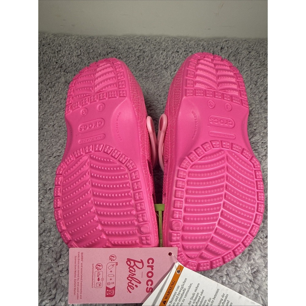 Crocs Kids Mattel Pink Barbie Classic Clogs 211406-90H Size J3 nwt - Picture 9 of 11